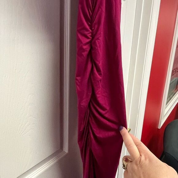 Kimi & Kai Raspberry On or Off Sleeve Jersey Trumpet Maternity Dress Gown sz L - Picture 3 of 7